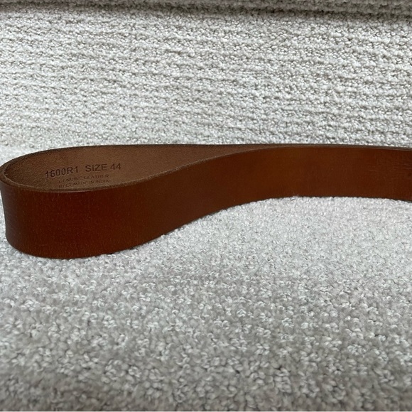 Genuine Leather Brown Substantial Brushed Silver Men's Size 44" Waist Belt - Picture 8 of 12